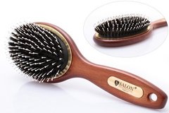 Щетка массажная для волос SALON PROFESSIONAL деревянная с комбинированной щетиной 7699LG