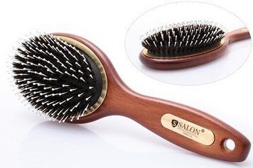 Щетка массажная для волос SALON PROFESSIONAL деревянная с комбинированной щетиной 7699LG