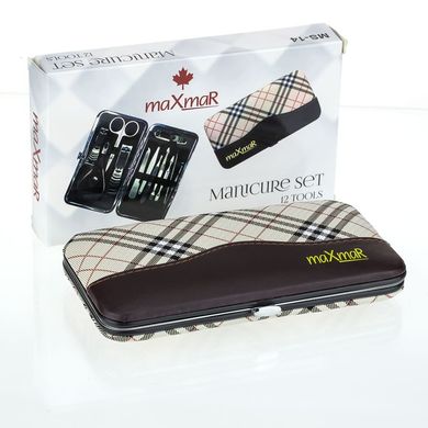 MS-14 Набор для маникюра и педикюра maXmaR из 12 инструментов в кожаном футляре