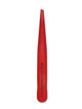 Пінцет для брів Staleks Pro Expert 11 Type 4 Red, вузький скошений (4820241063192)
