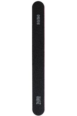 Пилка для ногтей ZAUBER 80/80 узкая черная с красной прослойкой, 03-004