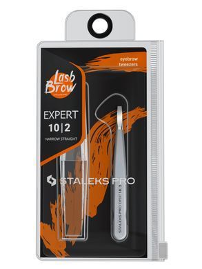 Пінцет для брів Staleks Pro Expert 10 Type 2, вузький прямий (4820121592897)