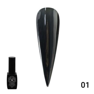 Каучуковая френч-база для ногтей Чёрная с шиммером GLOBAL FASHION Black Rubber Base Coat with glitter №01, 8 мл.