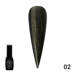 Каучуковая френч-база для ногтей Чёрная с шиммером GLOBAL FASHION Black Rubber Base Coat with glitter №02, 8 мл.