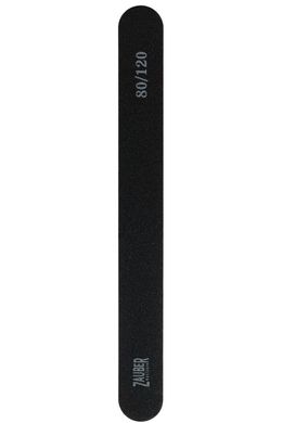 Пилка для ногтей ZAUBER 80/120 узкая черная с красной прослойкой, 03-004