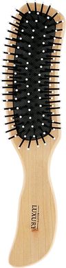 Щітка масажна для волосся Beauty LUXURY, дерев'яна вигнута, HB-03-09