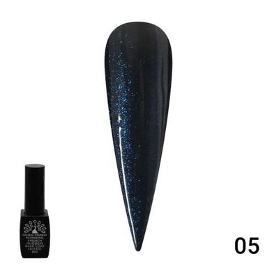 Каучуковая френч-база для ногтей Чёрная с шиммером GLOBAL FASHION Black Rubber Base Coat with glitter №05, 8 мл.