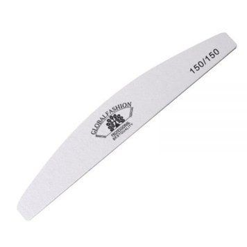 Пилка для ногтей GLOBAL FASHION 150/150 Серая Овал, (24 шт/упак.)