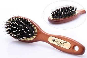 Щетка массажная для волос SALON PROFESSIONAL деревянная с комбинированной щетиной 7696CLG